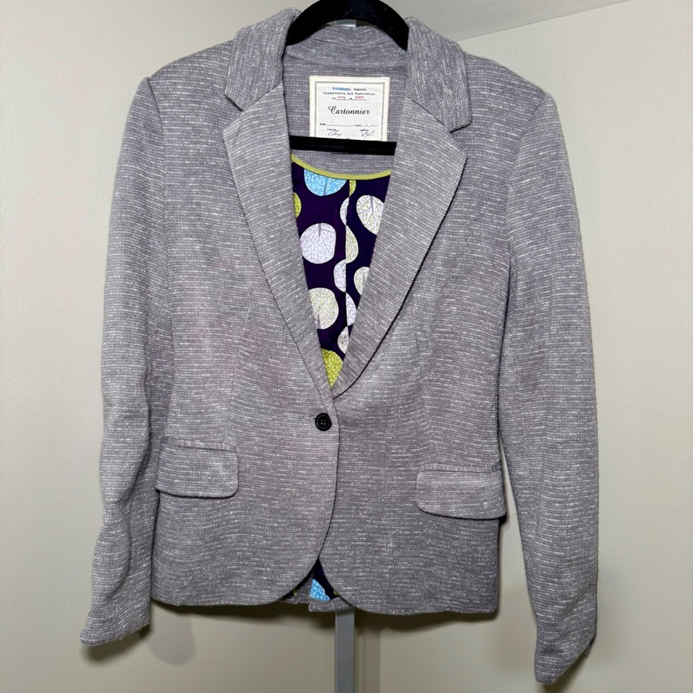 Cartonnier Grey Textured One Button Soft Knit Blazer Jacket Women's Size Small